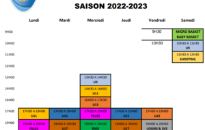 Planning des entraînements 2022-2023